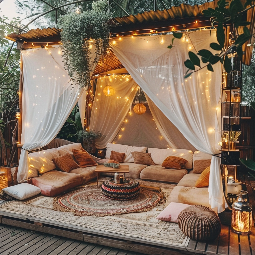 Nature's Bohemia Inspiring Outdoor Living with Bohemian Pergola Style (10)