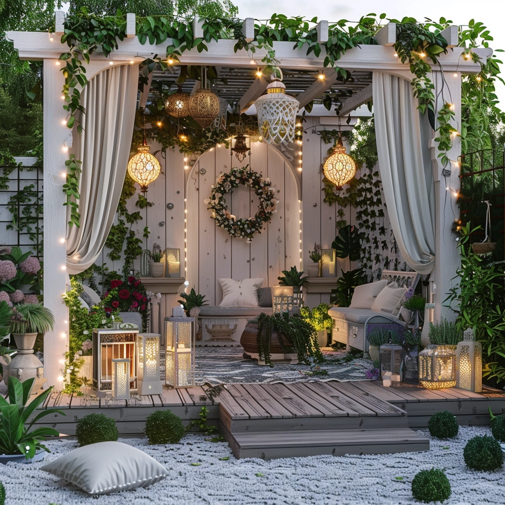 Nature's Bohemia Inspiring Outdoor Living with Bohemian Pergola Style (16)