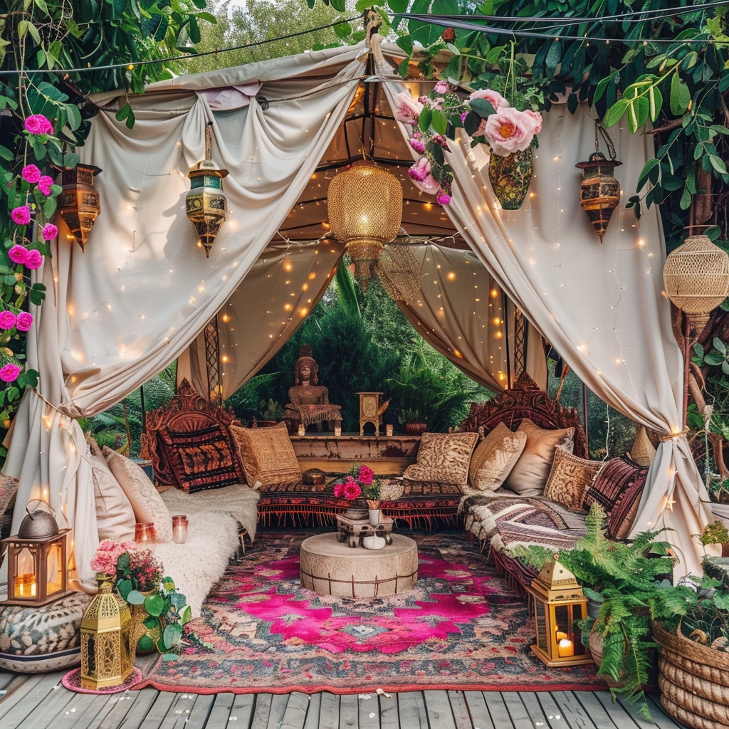Nature's Bohemia Inspiring Outdoor Living with Bohemian Pergola Style (21)