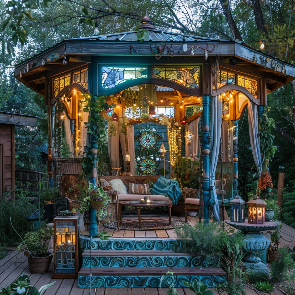 Nature's Bohemia Inspiring Outdoor Living with Bohemian Pergola Style (24)