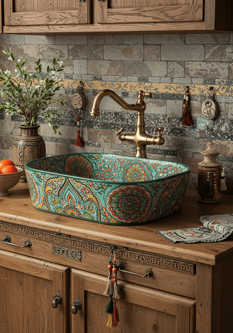 Bold & Beautiful Colorful Boho Kitchen Sinks for a Playful Touch (11)