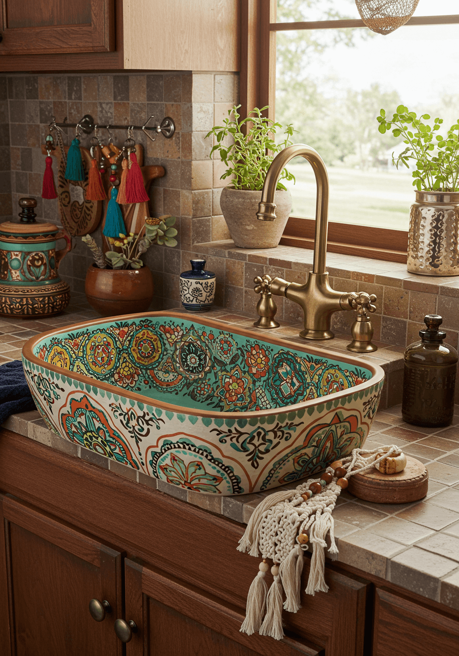 Bold & Beautiful Colorful Boho Kitchen Sinks for a Playful Touch (12)