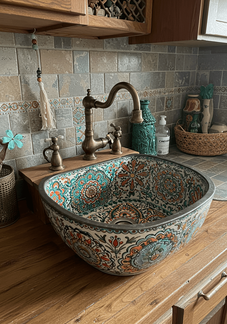 Bold & Beautiful Colorful Boho Kitchen Sinks for a Playful Touch (13)