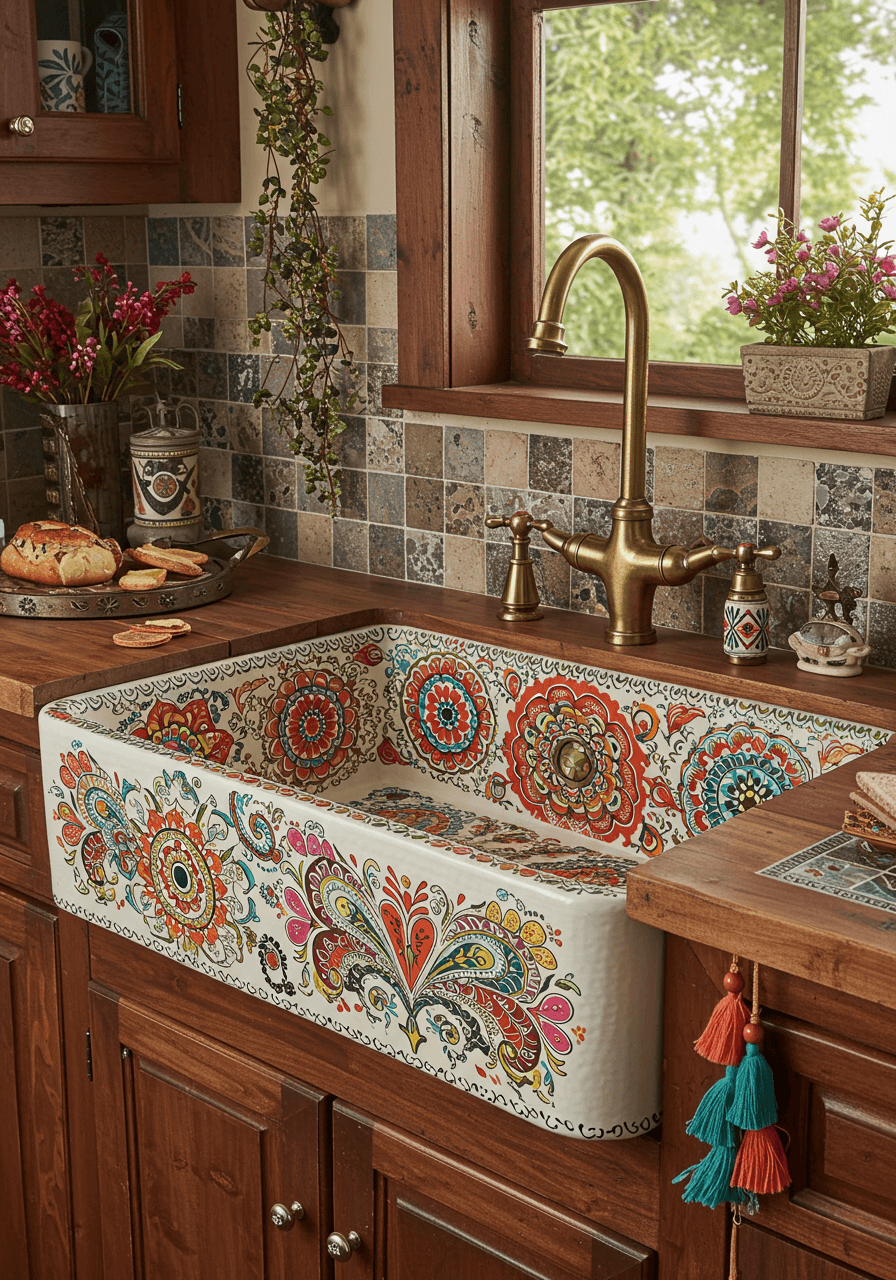 Bold & Beautiful Colorful Boho Kitchen Sinks for a Playful Touch (14)