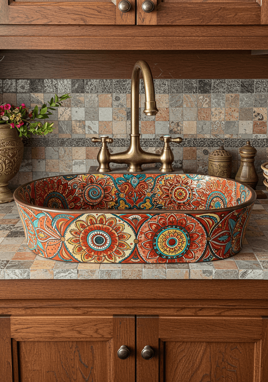 Bold & Beautiful Colorful Boho Kitchen Sinks for a Playful Touch (15)