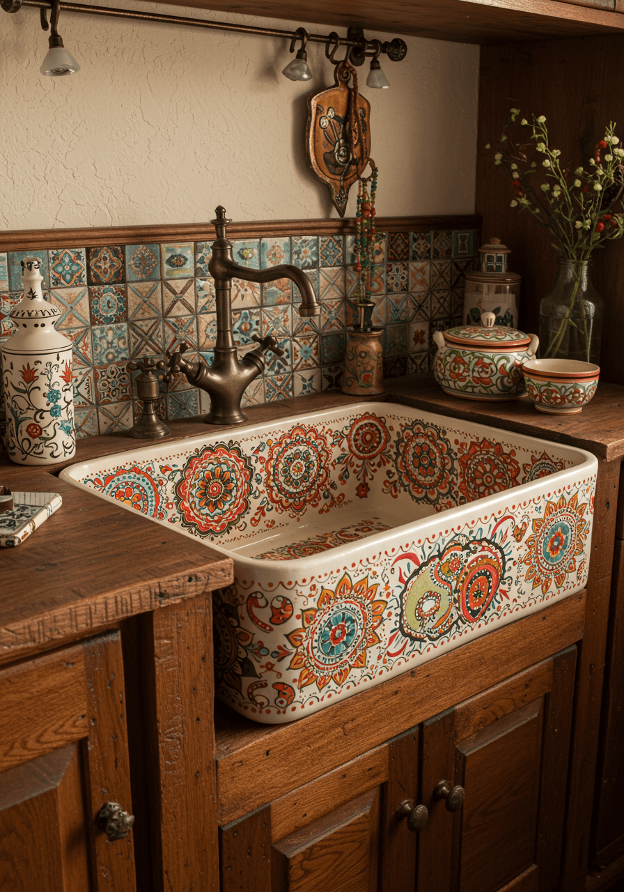 Bold & Beautiful Colorful Boho Kitchen Sinks for a Playful Touch (16)