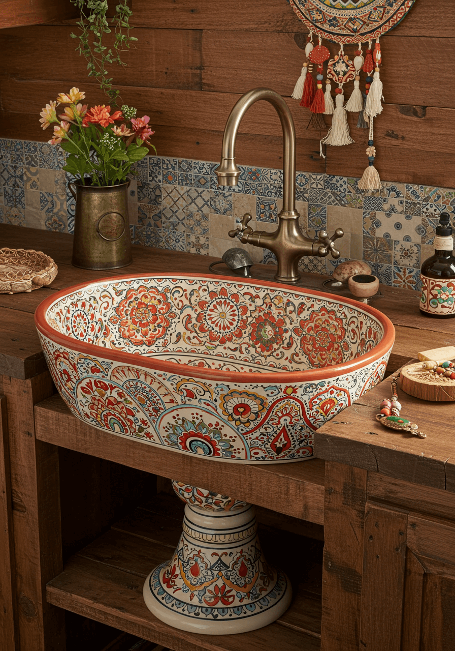 Bold & Beautiful Colorful Boho Kitchen Sinks for a Playful Touch (17)