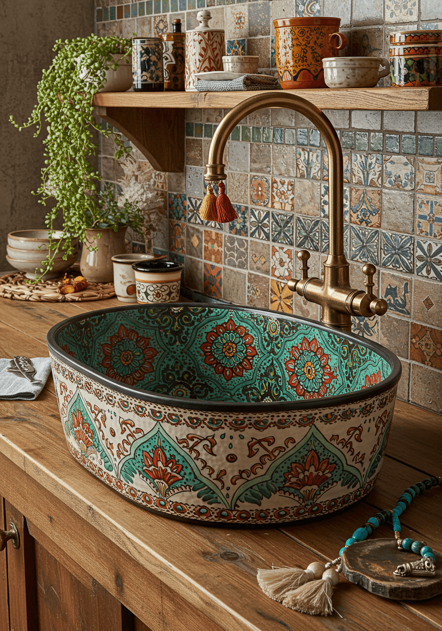 Bold & Beautiful Colorful Boho Kitchen Sinks for a Playful Touch (9)
