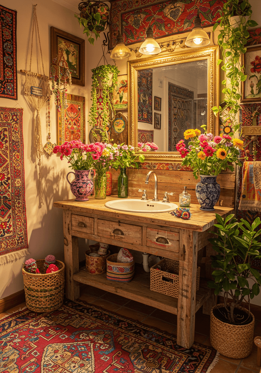 Colorful Boho Dreams Styling A Rustic Bathroom Vanity For A Unique Look (18)