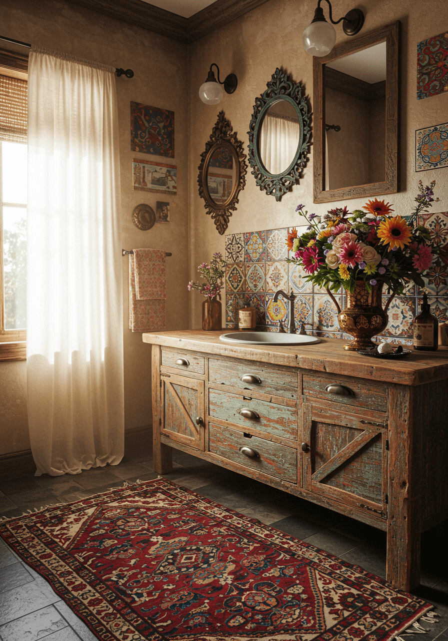 Colorful Boho Dreams Styling A Rustic Bathroom Vanity For A Unique Look (3)