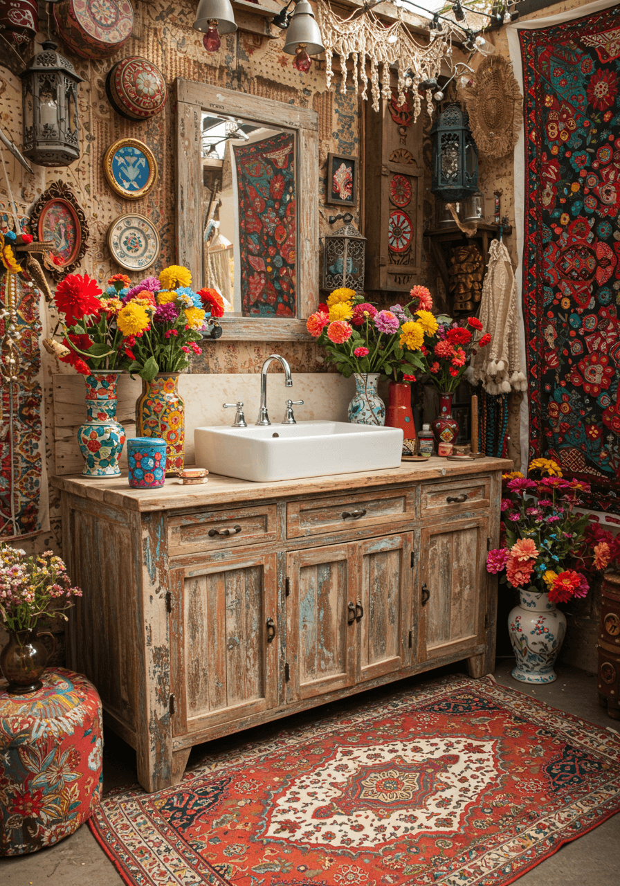 Colorful Boho Dreams Styling A Rustic Bathroom Vanity For A Unique Look (5)