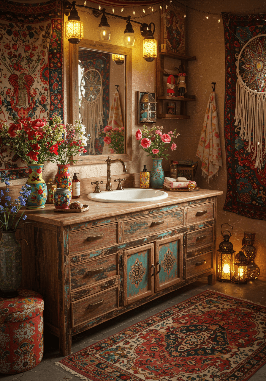 Colorful Boho Dreams Styling A Rustic Bathroom Vanity For A Unique Look (6)