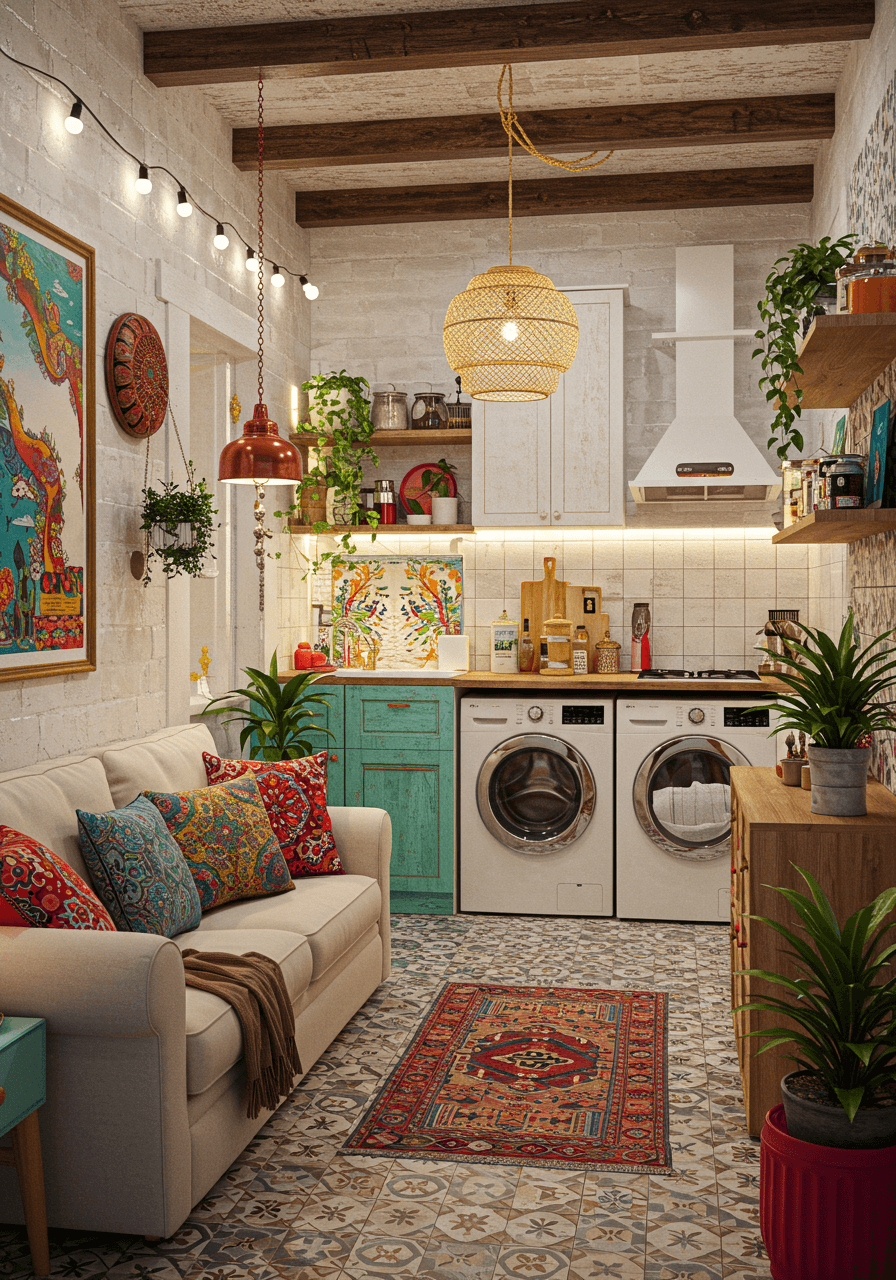 The Hippie Haven Turn Your Kitchen-Living Area into a Cozy, Colorful Escape (1)