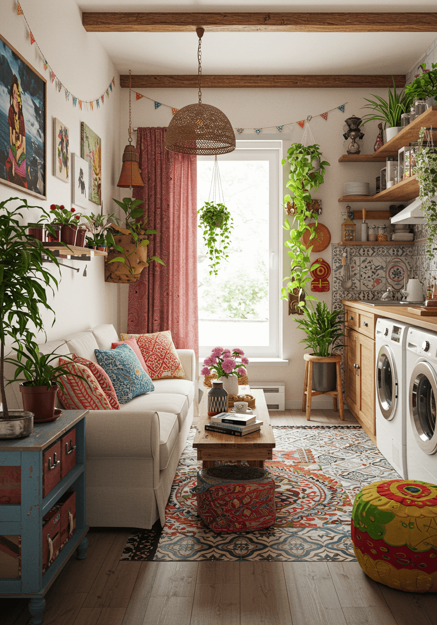 The Hippie Haven Turn Your Kitchen-Living Area into a Cozy, Colorful Escape (12)