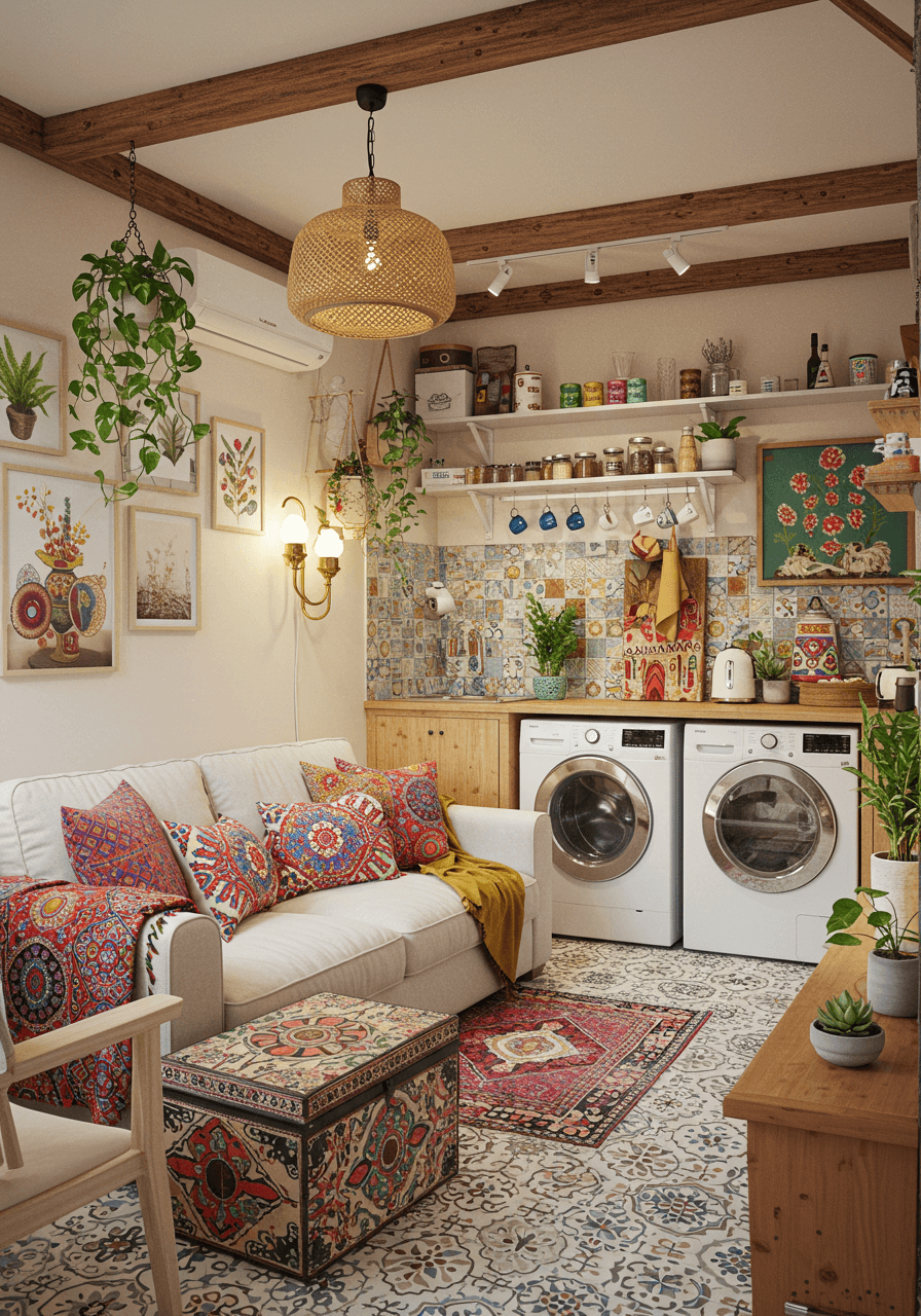 The Hippie Haven Turn Your Kitchen-Living Area into a Cozy, Colorful Escape (13)