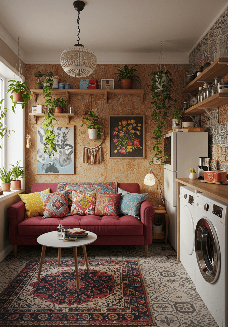 The Hippie Haven Turn Your Kitchen-Living Area into a Cozy, Colorful Escape (6)