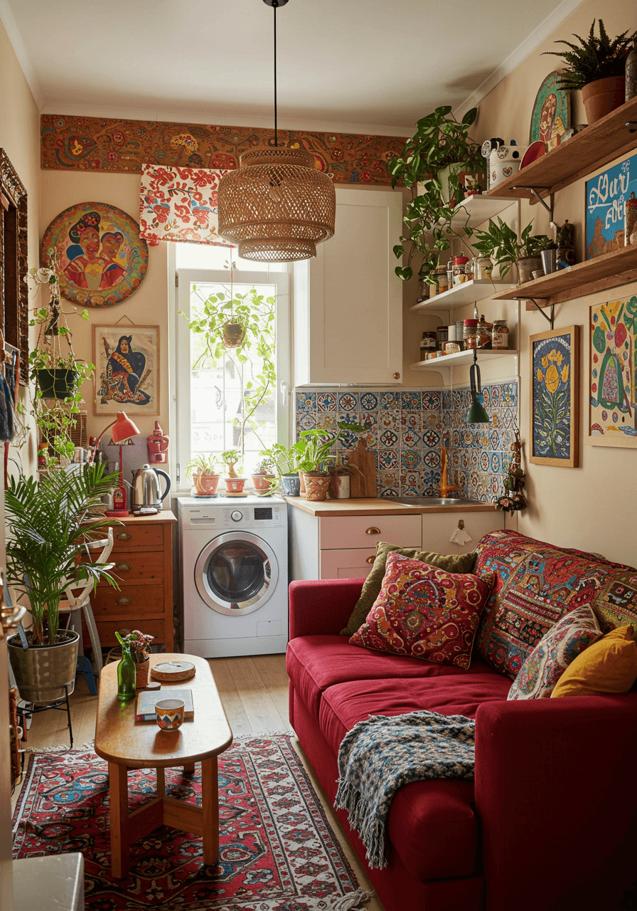 The Hippie Haven Turn Your Kitchen-Living Area into a Cozy, Colorful Escape (7)