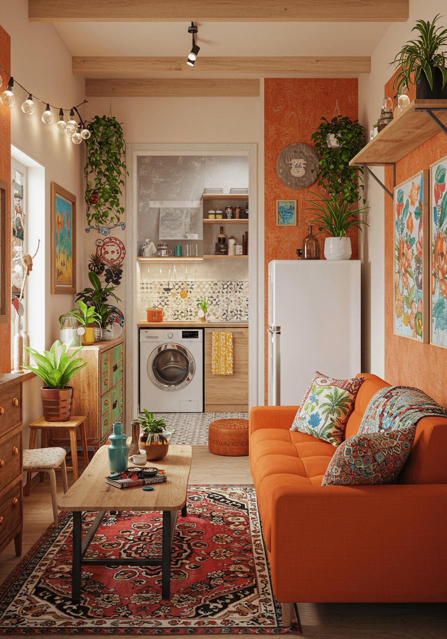 The Hippie Haven Turn Your Kitchen-Living Area into a Cozy, Colorful Escape (9)