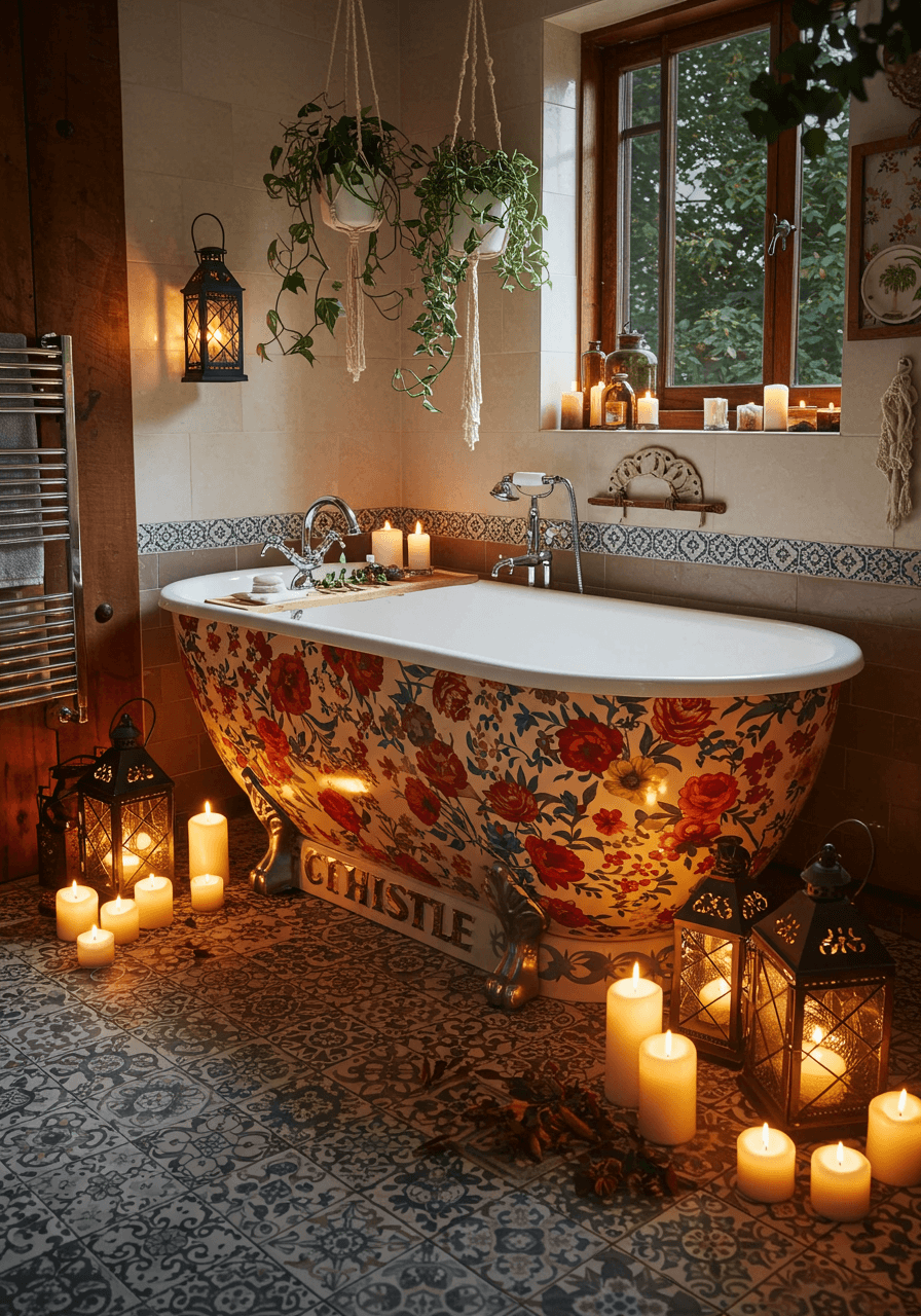 The Ultimate Bohemian Bathtub A Colorful, Cozy Soaking Experience (10)
