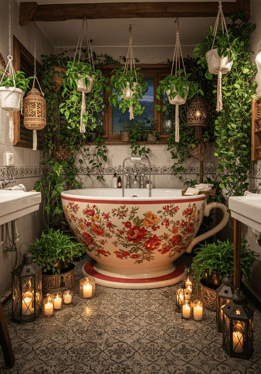 The Ultimate Bohemian Bathtub A Colorful, Cozy Soaking Experience (2)