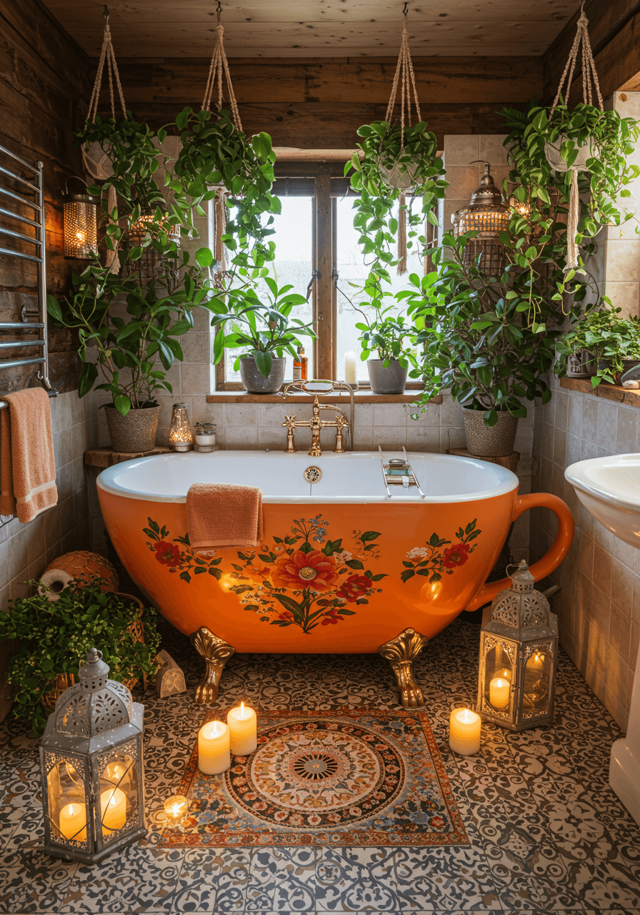 The Ultimate Bohemian Bathtub A Colorful, Cozy Soaking Experience (5)