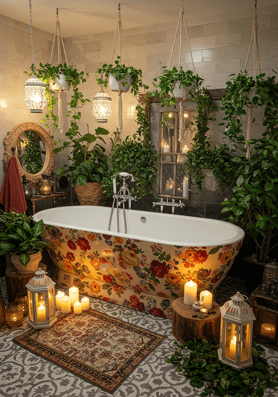The Ultimate Bohemian Bathtub A Colorful, Cozy Soaking Experience (7)