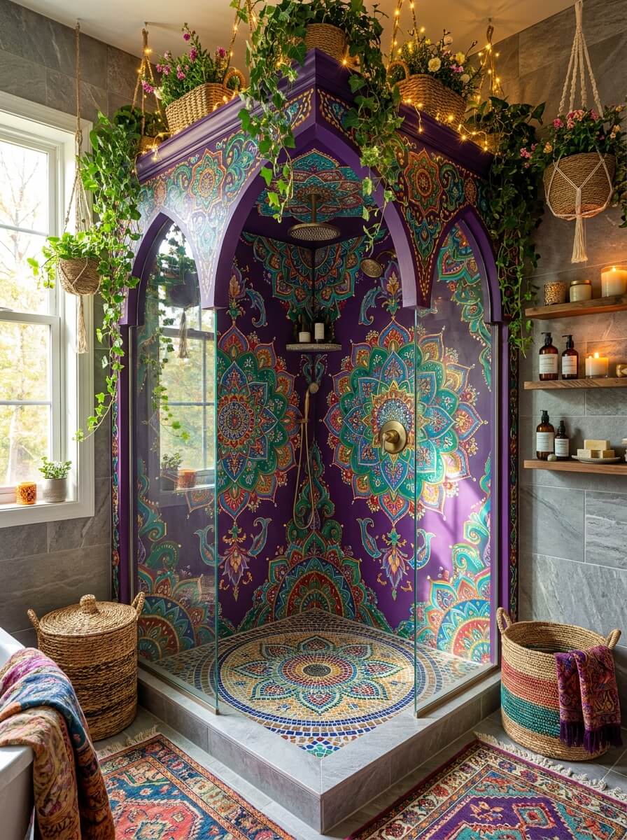 Dreamy Colorful Bohemian Shower Ideas For A Spa-Like Retreat (10)
