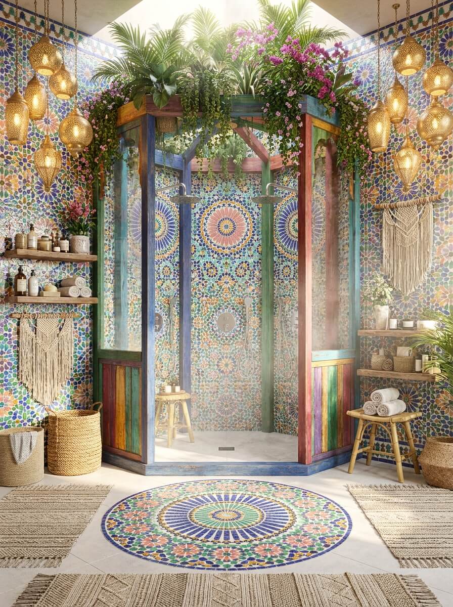 Dreamy Colorful Bohemian Shower Ideas For A Spa-Like Retreat (11)