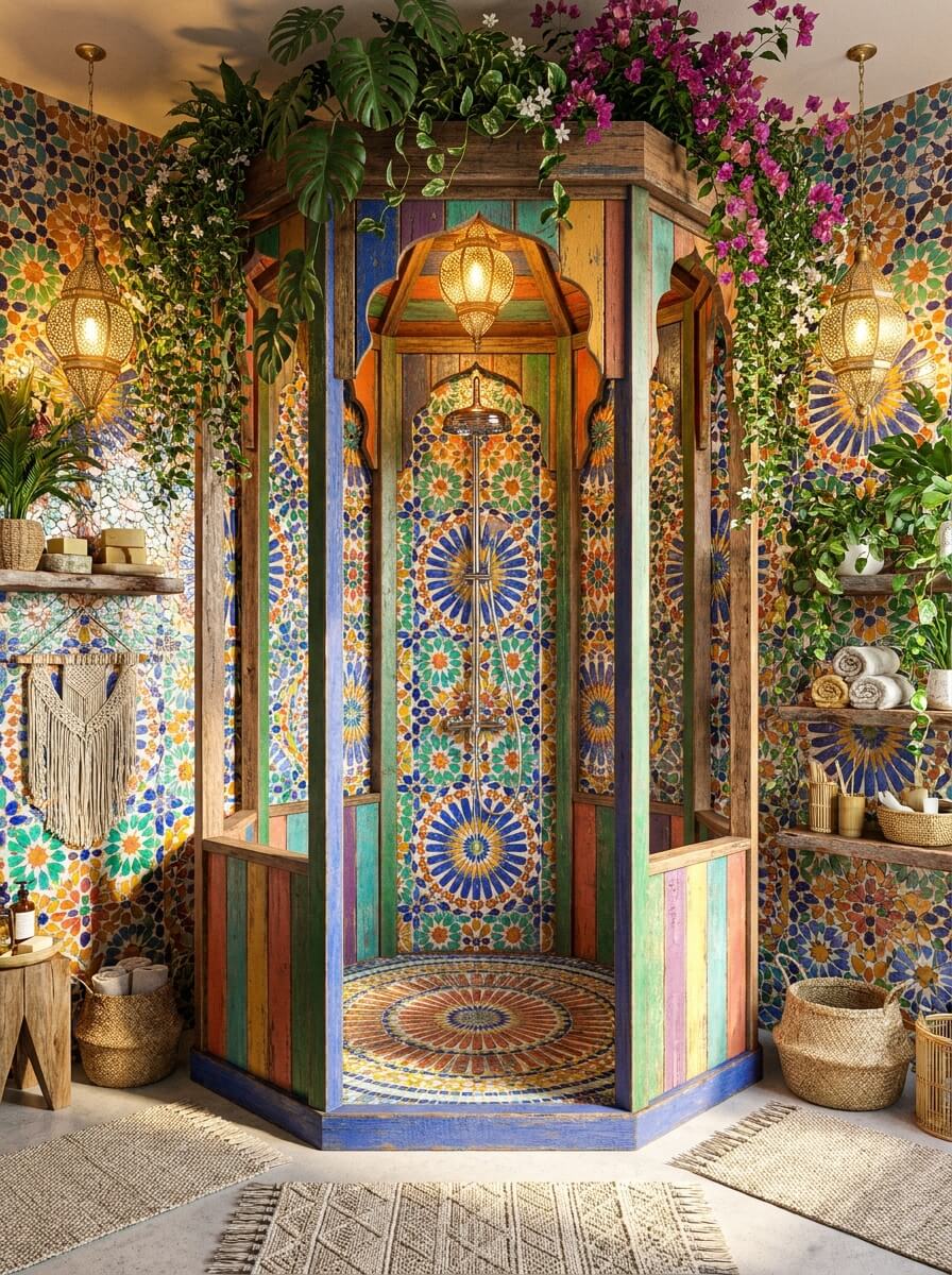 Dreamy Colorful Bohemian Shower Ideas For A Spa-Like Retreat (12)