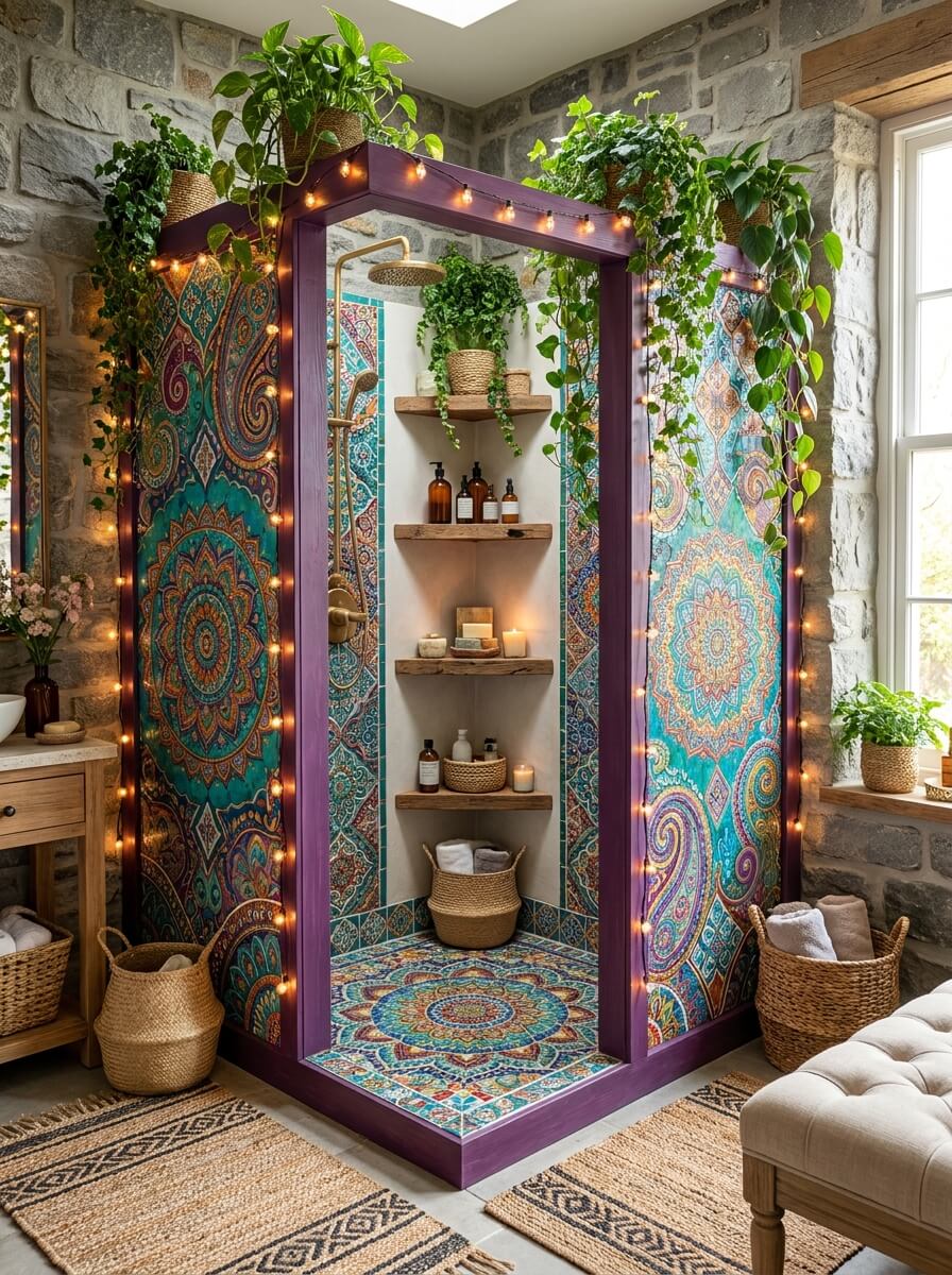 Dreamy Colorful Bohemian Shower Ideas For A Spa-Like Retreat (5)