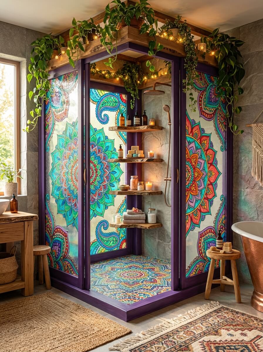 Dreamy Colorful Bohemian Shower Ideas For A Spa-Like Retreat (6)