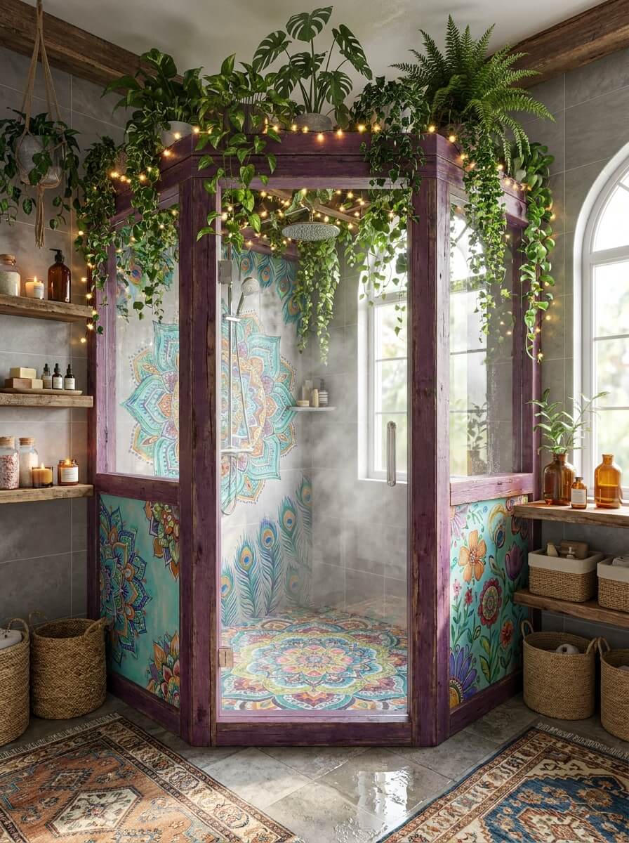 Dreamy Colorful Bohemian Shower Ideas For A Spa-Like Retreat (7)