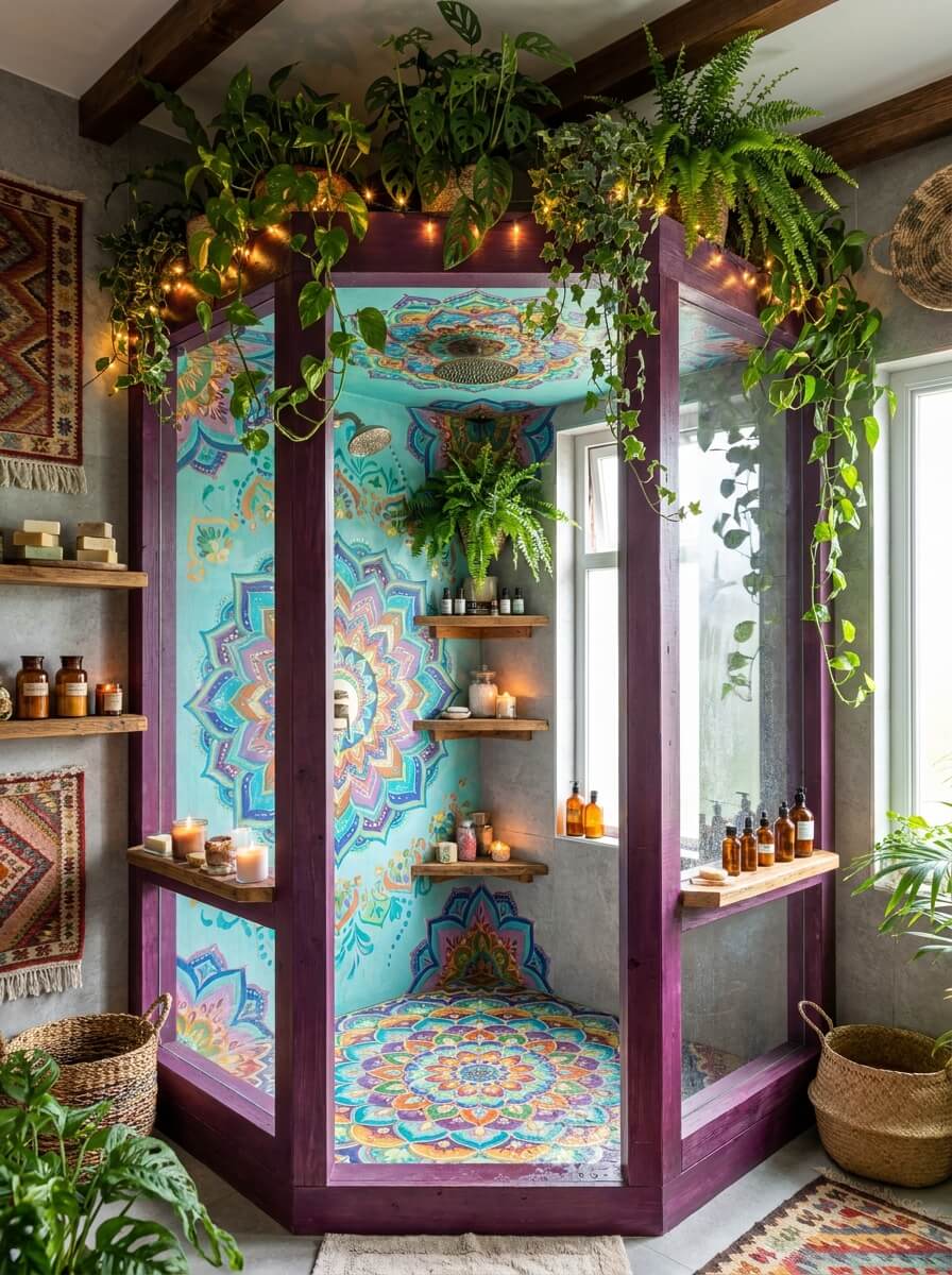 Dreamy Colorful Bohemian Shower Ideas For A Spa-Like Retreat (8)