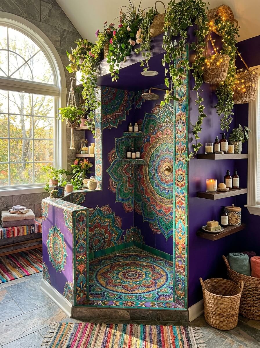 Dreamy Colorful Bohemian Shower Ideas For A Spa-Like Retreat (9)