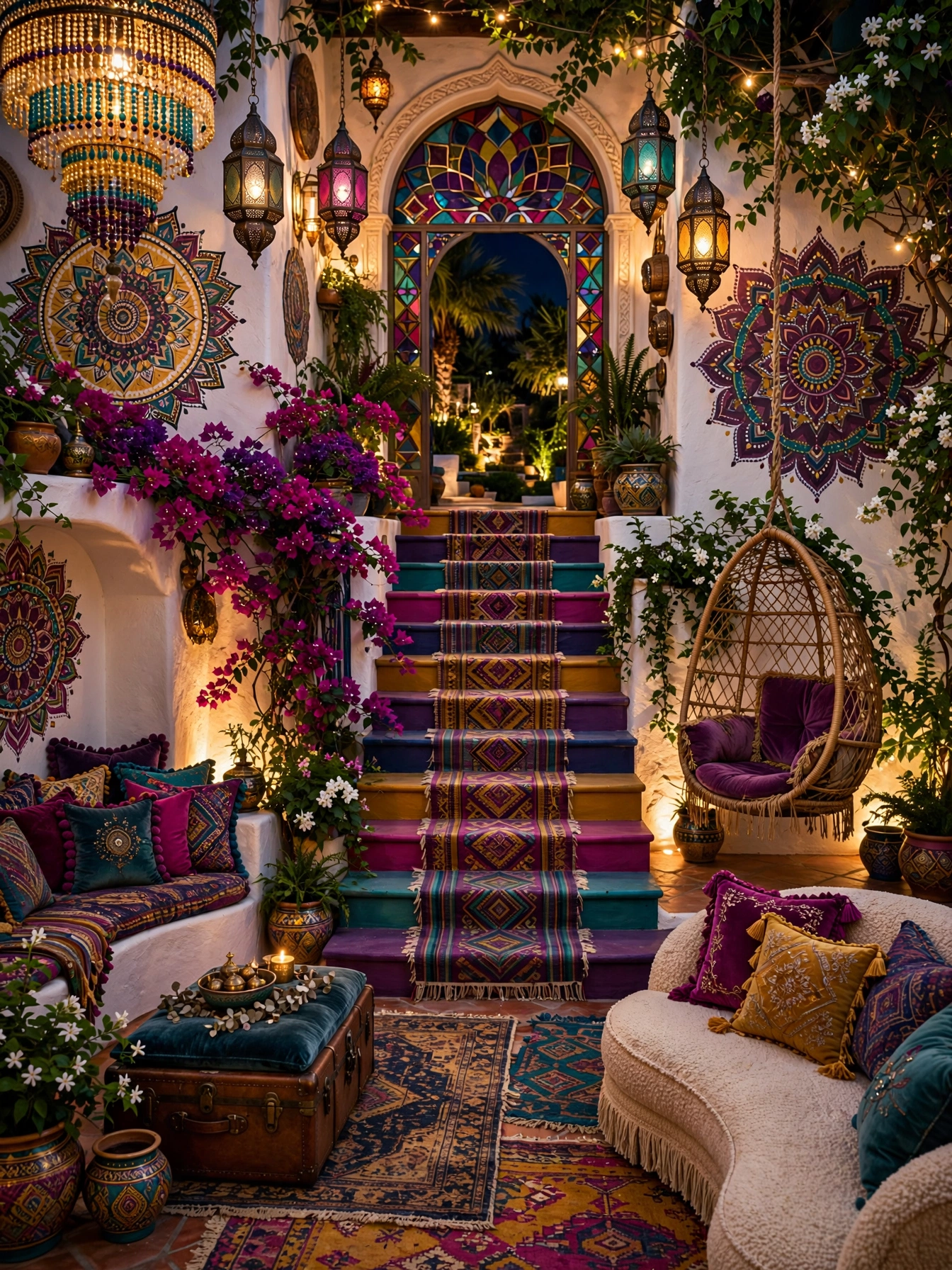 Colorful Bohemian Patio Staircase Ideas (13)
