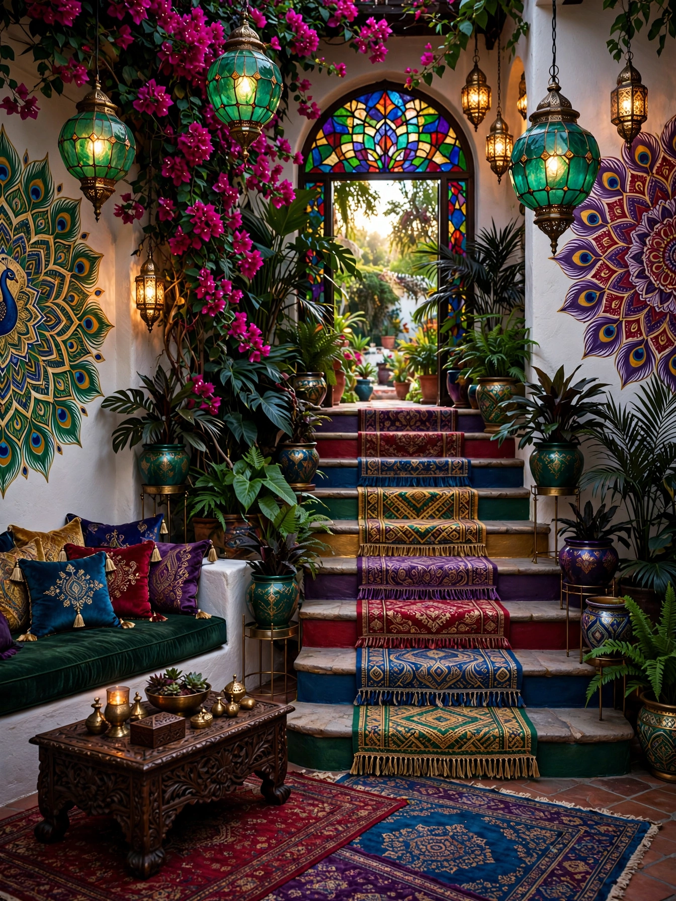Colorful Bohemian Patio Staircase Ideas (16)