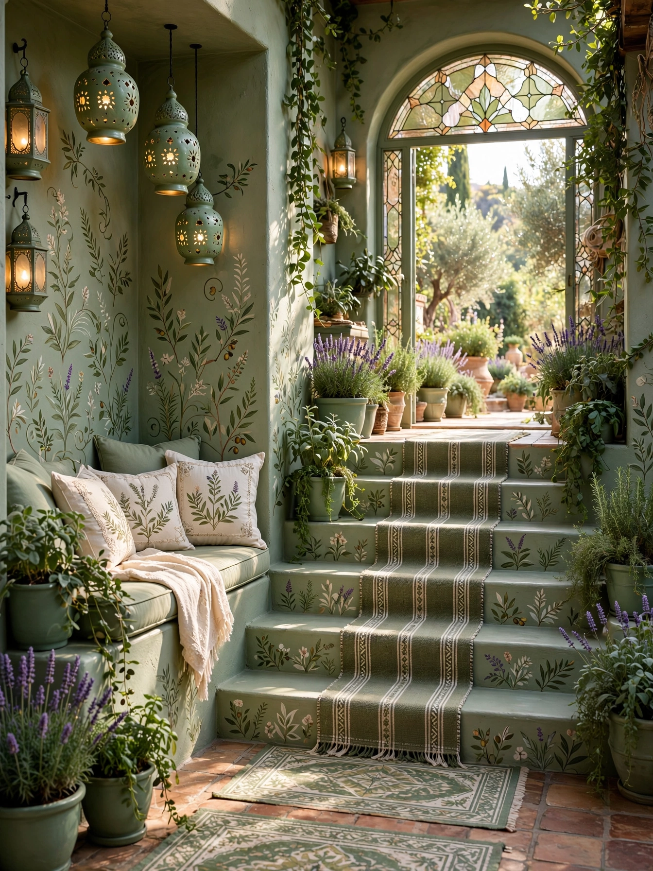 Colorful Bohemian Patio Staircase Ideas (2)