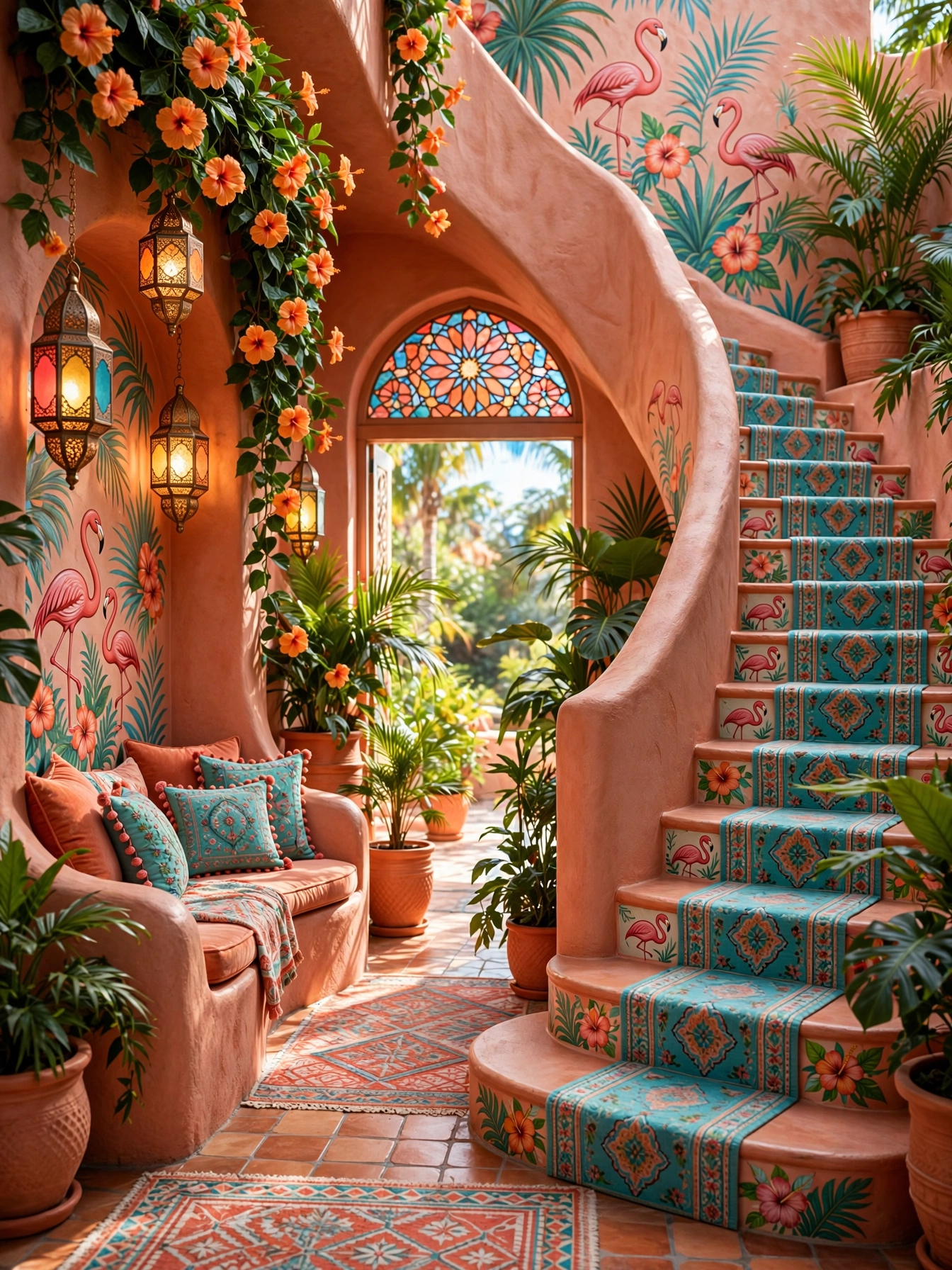 Colorful Bohemian Patio Staircase Ideas (6)