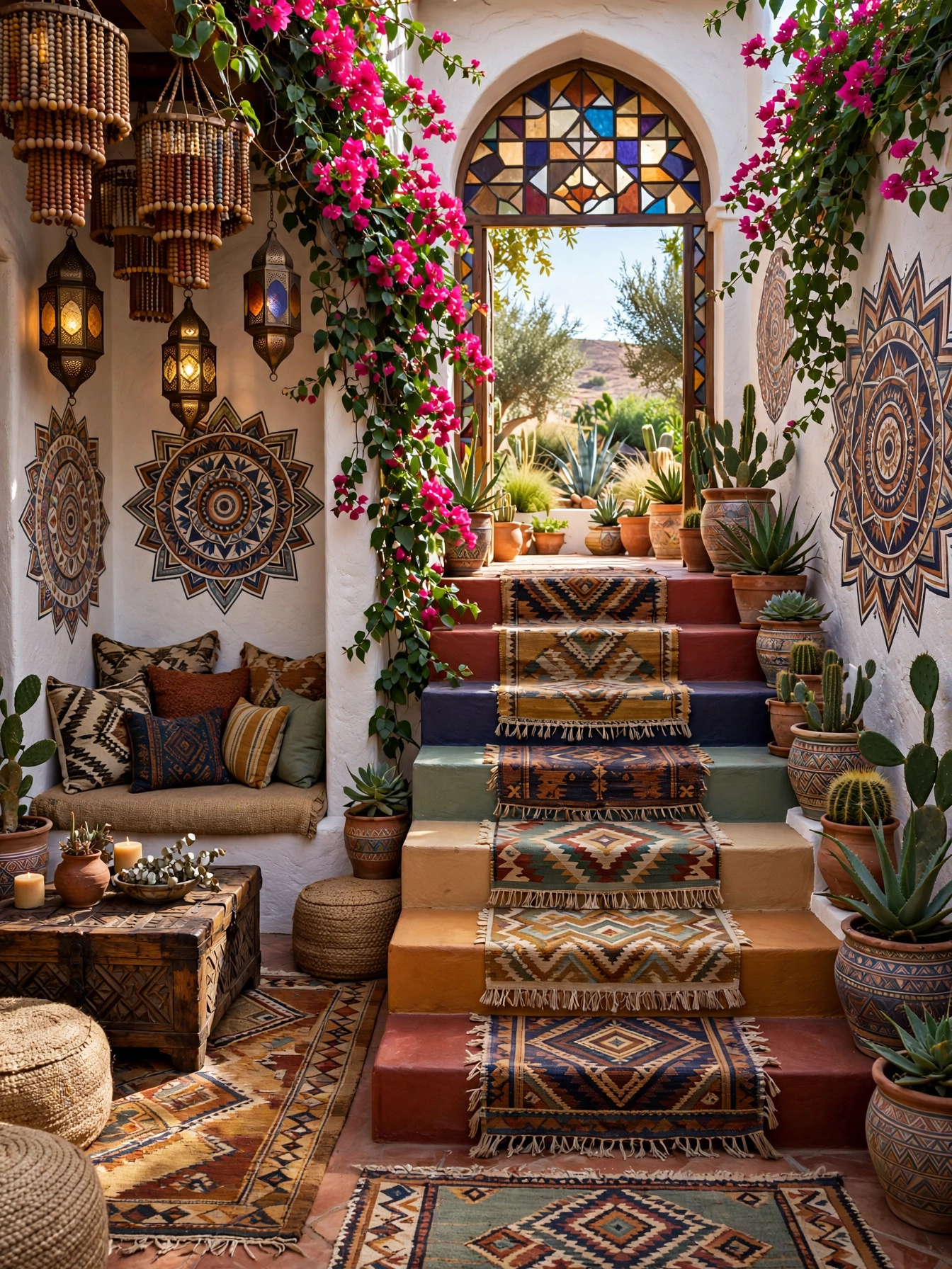 Colorful Bohemian Patio Staircase Ideas (7)