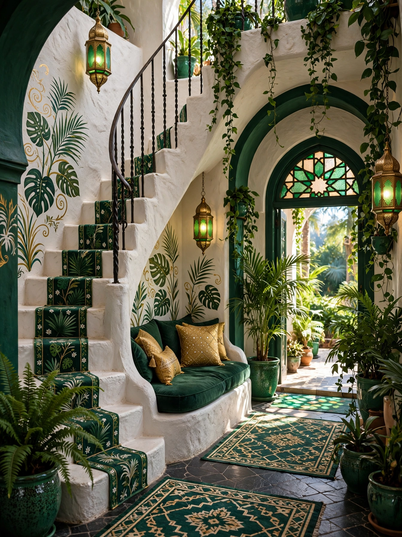 Colorful Bohemian Patio Staircase Ideas (9)