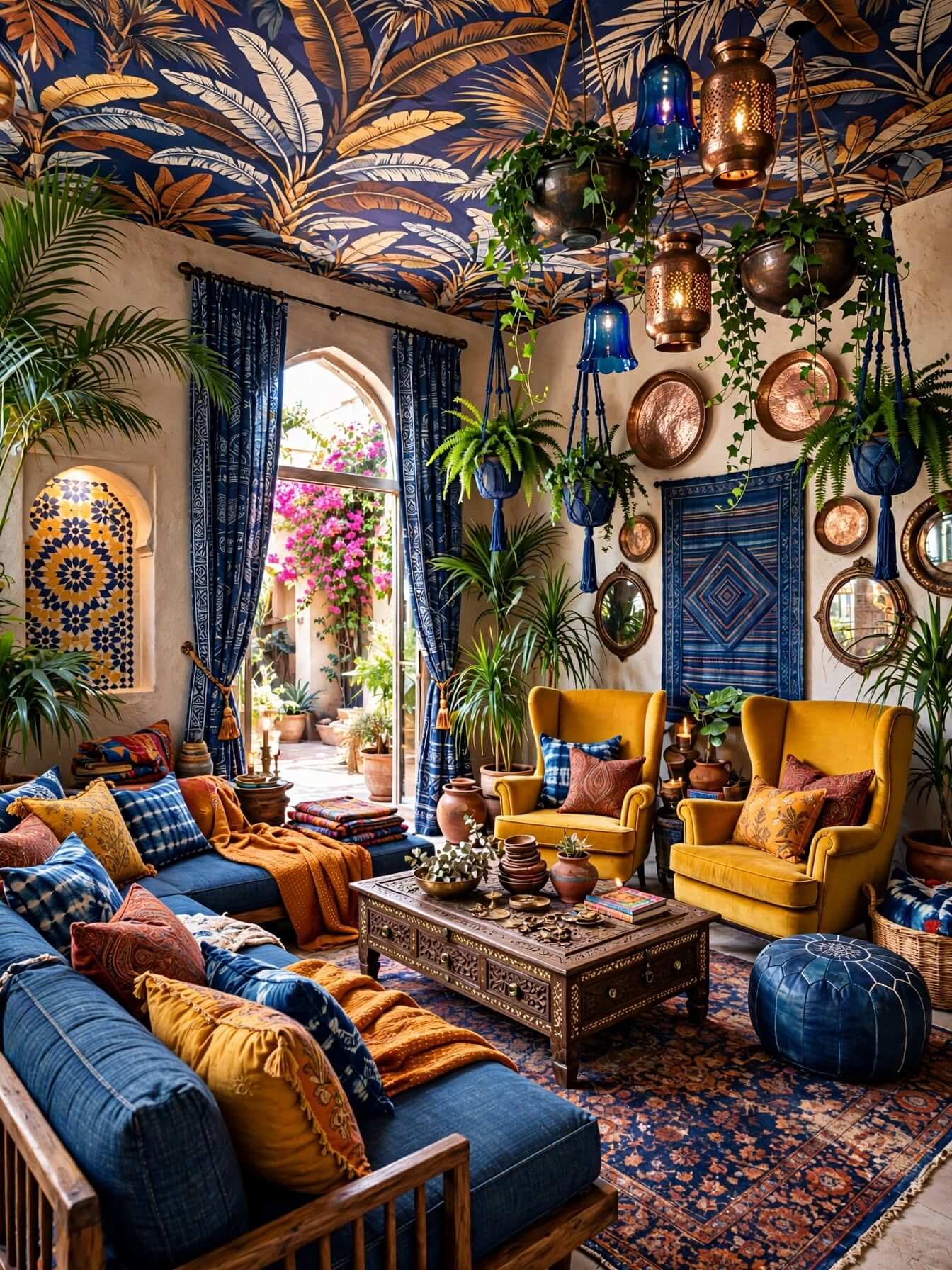 Bohemian Living Room Ideas for a Cozy, Colorful Home (11)