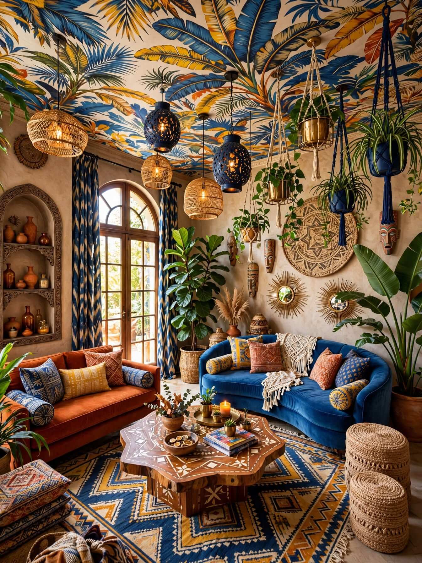 Bohemian Living Room Ideas for a Cozy, Colorful Home (7)